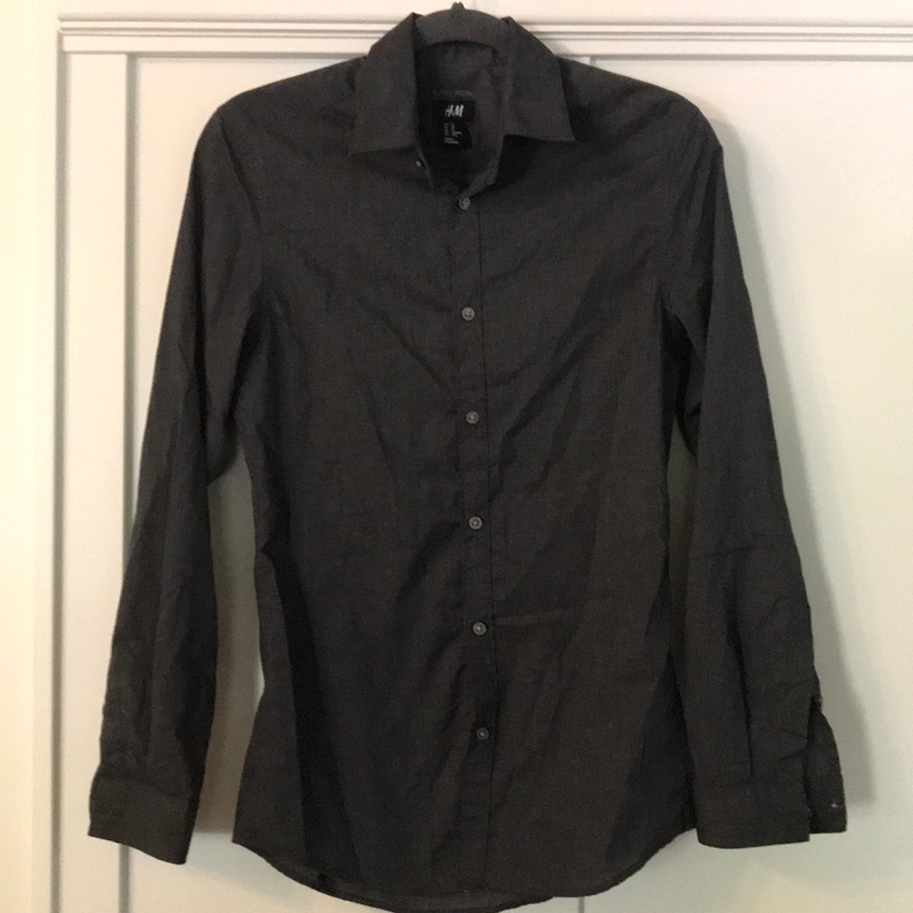 H&M dark grey, slim fit button down